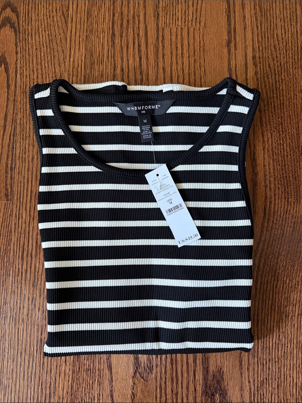 WHBM Black and White Striped Ribbed Tank - Picture 4 of 4